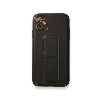 Alan Şanslı iPhone 12 Siyah Coco Deri Standlı Kapak