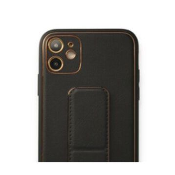 Alan Şanslı iPhone 12 Siyah Coco Deri Standlı Kapak