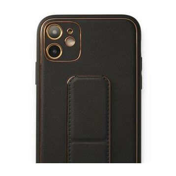 Alan Şanslı iPhone 12 Siyah Coco Deri Standlı Kapak