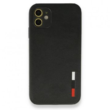 Alan Şanslı iPhone 12 Siyah Loop Deri Silikon Kılıf