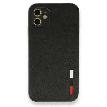 Alan Şanslı iPhone 12 Siyah Loop Deri Silikon Kılıf