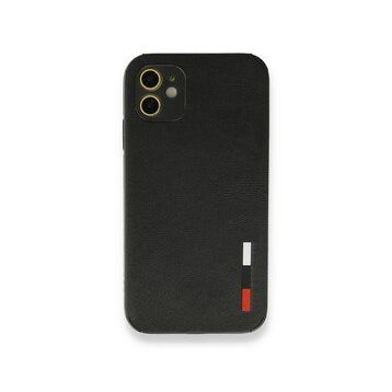 Alan Şanslı iPhone 12 Siyah Loop Deri Silikon Kılıf