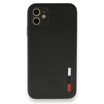 Alan Şanslı iPhone 12 Siyah Loop Deri Silikon Kılıf