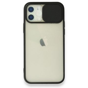 Alan Şanslı iPhone 12 Siyah Palm Buzlu Kamera Sürgülü Silikon Kılıf