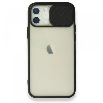 Alan Şanslı iPhone 12 Siyah Palm Buzlu Kamera Sürgülü Silikon Kılıf