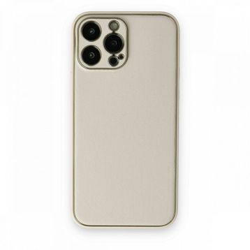 Alan Şanslı iPhone 13 Pro Coco Beyaz Deri Silikon Kapak Kılıf