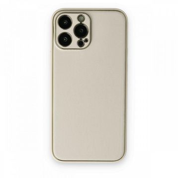 Alan Şanslı iPhone 13 Pro Coco Beyaz Deri Silikon Kapak Kılıf