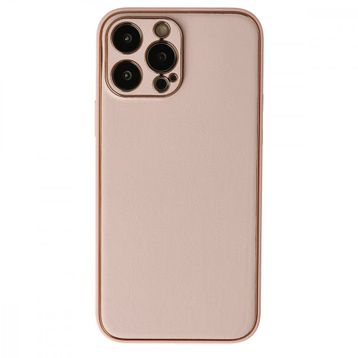 Alan Şanslı iPhone 13 Pro Coco Pudra Deri Silikon Kapak Kılıf