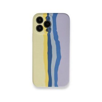 Alan Şanslı iPhone 13 Pro Ebruli Lansman Sarı-Lila Silikon Kılıf