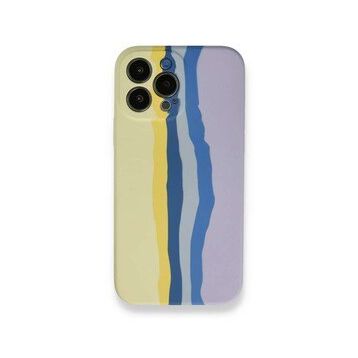 Alan Şanslı iPhone 13 Pro Ebruli Lansman Sarı-Lila Silikon Kılıf
