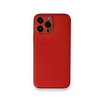 Alan Şanslı iPhone 13 Pro Max Coco Kırmızı Deri Silikon Kapak Kılıf