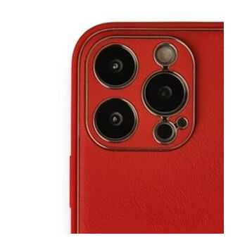 Alan Şanslı iPhone 13 Pro Max Coco Kırmızı Deri Silikon Kapak Kılıf