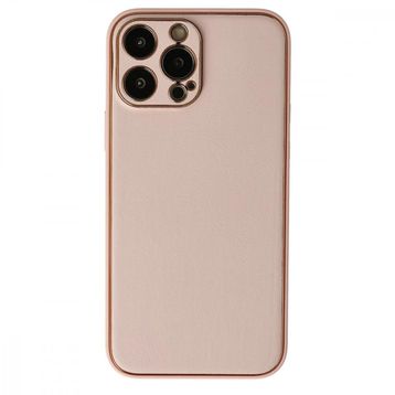 Alan Şanslı iPhone 13 Pro Max Coco Pudra Deri Silikon Kapak Kılıf