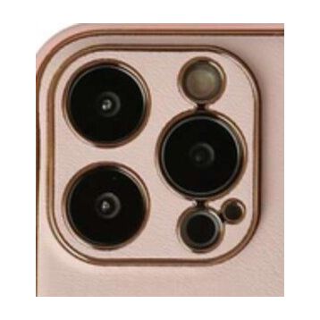 Alan Şanslı iPhone 13 Pro Max Coco Pudra Deri Silikon Kapak Kılıf