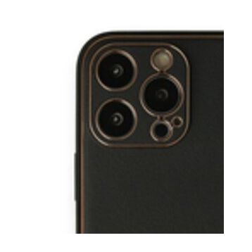 Alan Şanslı iPhone 13 Pro Max Coco Siyah Deri Silikon Kapak Kılıf
