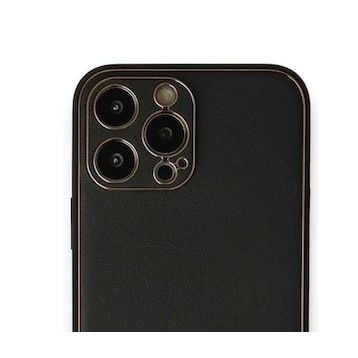 Alan Şanslı iPhone 13 Pro Max Coco Siyah Deri Silikon Kapak Kılıf