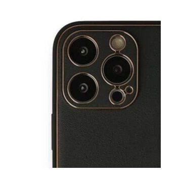 Alan Şanslı iPhone 13 Pro Max Coco Siyah Deri Silikon Kapak Kılıf