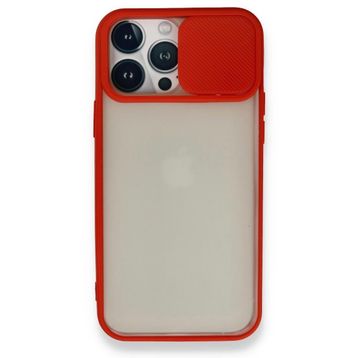 Alan Şanslı iPhone 13 Pro Max Palm Buzlu Kamera Sürgülü Kırmızı Silikon Kılıf