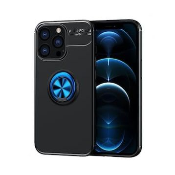 Alan Şanslı iPhone 13 Pro Max Range Yüzüklü Siyah-Mavi Silikon Kılıf