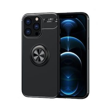 Alan Şanslı iPhone 13 Pro Max Range Yüzüklü Siyah Silikon Kılıf