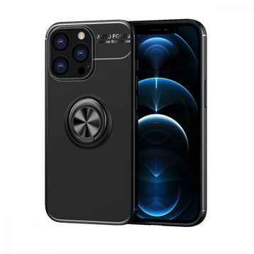 Alan Şanslı iPhone 13 Pro Max Range Yüzüklü Siyah Silikon Kılıf