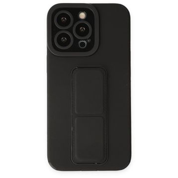 Alan Şanslı iPhone 13 Pro Mega Standlı Siyah Silikon Kılıf