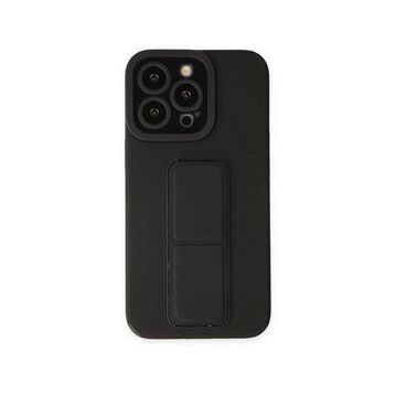 Alan Şanslı iPhone 13 Pro Mega Standlı Siyah Silikon Kılıf