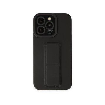 Alan Şanslı iPhone 13 Pro Mega Standlı Siyah Silikon Kılıf
