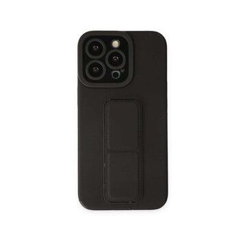 Alan Şanslı iPhone 13 Pro Mega Standlı Siyah Silikon Kılıf