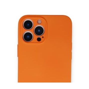 Alan Şanslı iPhone 13 Pro Nano İçi Kadife Turuncu Silikon Kılıf