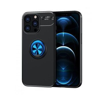 Alan Şanslı iPhone 13 Pro Range Yüzüklü Siyah-Mavi Silikon Kılıf