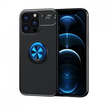 Alan Şanslı iPhone 13 Pro Range Yüzüklü Siyah-Mavi Silikon Kılıf