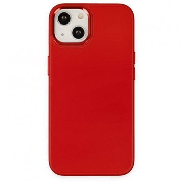 Alan Şanslı iPhone 14 Asya Kırmızı Deri Silikon Kılıf