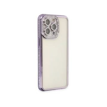 Alan Şanslı iPhone 14 Pro Joke Taşlı Silikon Mor Kılıf