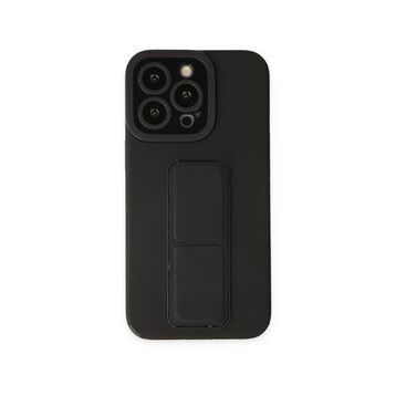 Alan Şanslı iPhone 14 Pro Mega Standlı Silikon Siyah Kılıf