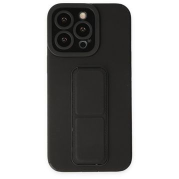 Alan Şanslı iPhone 14 Pro Mega Standlı Silikon Siyah Kılıf