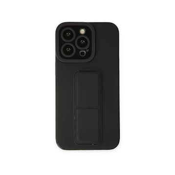 Alan Şanslı iPhone 14 Pro Mega Standlı Silikon Siyah Kılıf