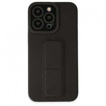 Alan Şanslı iPhone 14 Pro Mega Standlı Silikon Siyah Kılıf