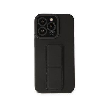 Alan Şanslı iPhone 14 Pro Mega Standlı Silikon Siyah Kılıf