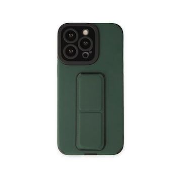 Alan Şanslı iPhone 14 Pro Mega Standlı Silikon Yeşil Kılıf