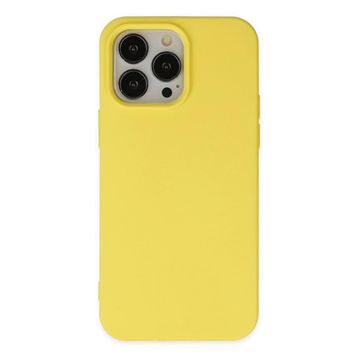 Alan Şanslı iPhone 14 Pro Nano İçi Kadife Sarı Silikon Kılıf
