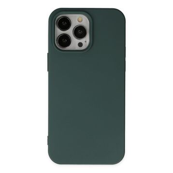 Alan Şanslı iPhone 14 Pro Nano İçi Kadife Silikon Koyu Yeşil Kılıf