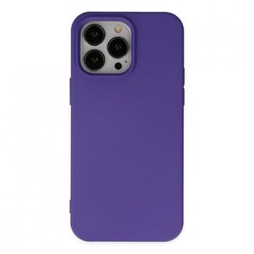 Alan Şanslı iPhone 14 Pro Nano İçi Kadife Silikon Mor Kılıf