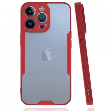 Alan Şanslı iPhone 14 Pro Platin Silikon Kırmızı Kılıf