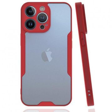 Alan Şanslı iPhone 14 Pro Platin Silikon Kırmızı Kılıf