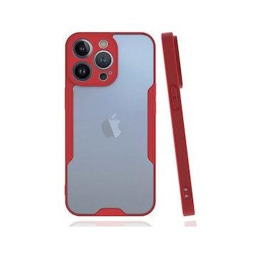 Alan Şanslı iPhone 14 Pro Platin Silikon Kırmızı Kılıf