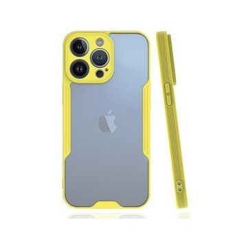 Alan Şanslı iPhone 14 Pro Platin Silikon Sarı Kılıf