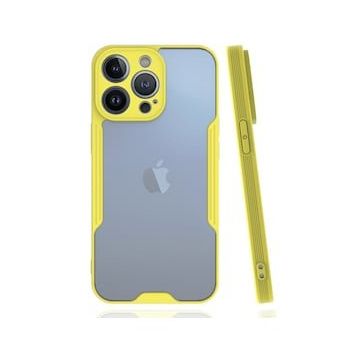 Alan Şanslı iPhone 14 Pro Platin Silikon Sarı Kılıf