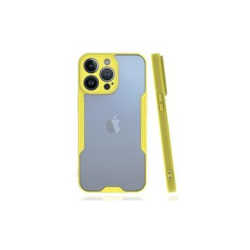 Alan Şanslı iPhone 14 Pro Platin Silikon Sarı Kılıf