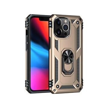 Alan Şanslı iPhone 14 Pro Sofya Yüzüklü Gold Silikon Kapak Kılıf